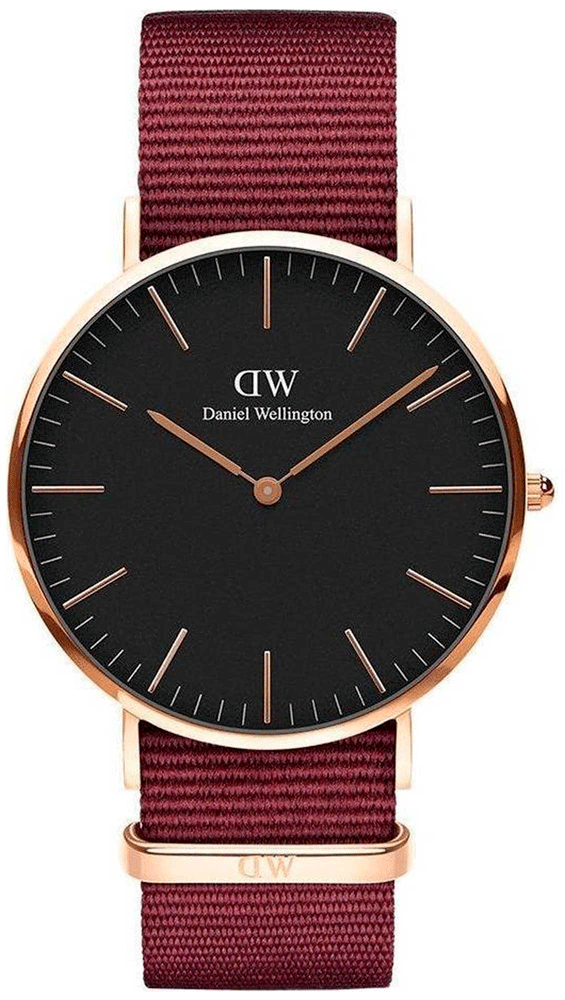  Shop Authentic Daniel Wellington Classic Roselyn Black Dial Maroon Nylon Strap Watch For Women - DW00100269 - Luxxuri
