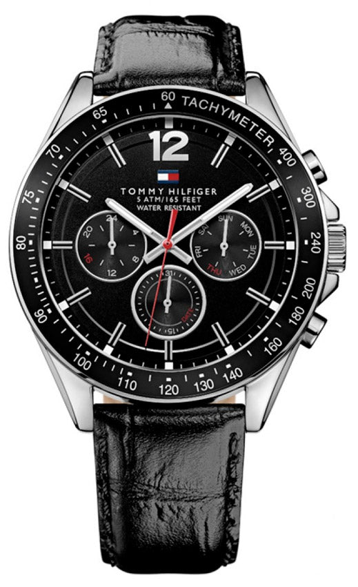  Shop Authentic Tommy Hilfiger Luke Quartz Black Dial Black Leather Strap Watch for Men - 1791117 - Luxxuri