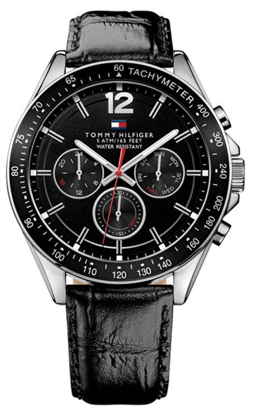  Shop Authentic Tommy Hilfiger Luke Quartz Black Dial Black Leather Strap Watch for Men - 1791117 - Luxxuri