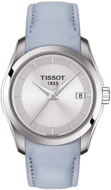  Shop Authentic Tissot T Classic Couturier Silver Dial Light Blue Leather Strap Watch For Women - T035.210.16.031.02 - Luxxuri