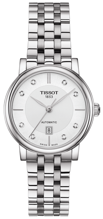  Shop Authentic Tissot Carson Premium Automatic Lady Diamonds Silver Dial Silver Steel Strap Watch for Women - T122.207.11.036.00 - Luxxuri