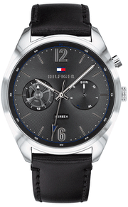 Shop Authentic Tommy Hilfiger Deacan Grey Dial Black Leather Strap Watch for Men - 1791548 - Luxxuri