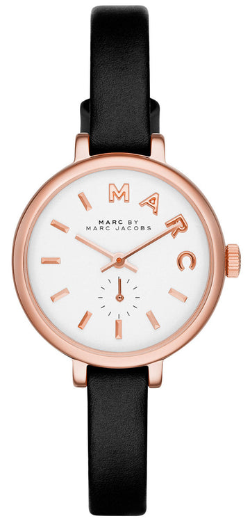  Shop Authentic Marc Jacobs Sally White Dial Black Leather Strap Watch for Women - MBM1352 - Luxxuri