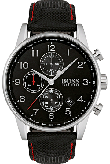  Shop Authentic Hugo Boss Navigator Black Dial Black Leather Strap Watch for Men - 1513535 - Luxxuri