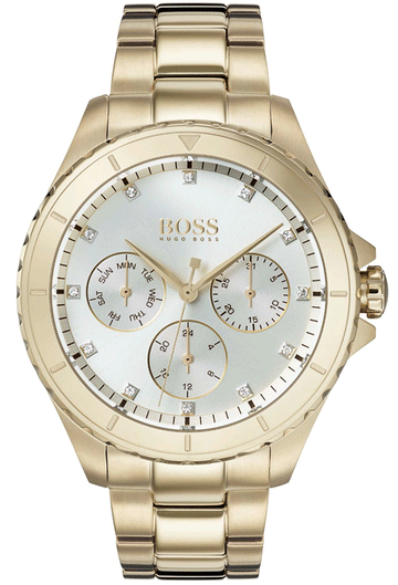  Shop Authentic Hugo Boss Premiere White Dial Gold Steel Strap Watch for Women - 1502445 - Luxxuri