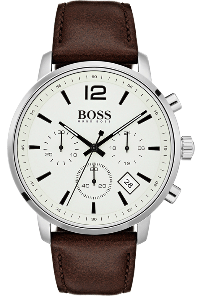  Shop Authentic Hugo Boss Attitude White Dial Brown Leather Strap Watch for Men - 1513609 - Luxxuri