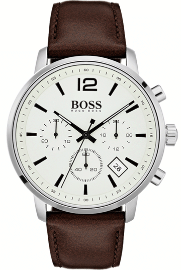  Shop Authentic Hugo Boss Attitude White Dial Brown Leather Strap Watch for Men - 1513609 - Luxxuri