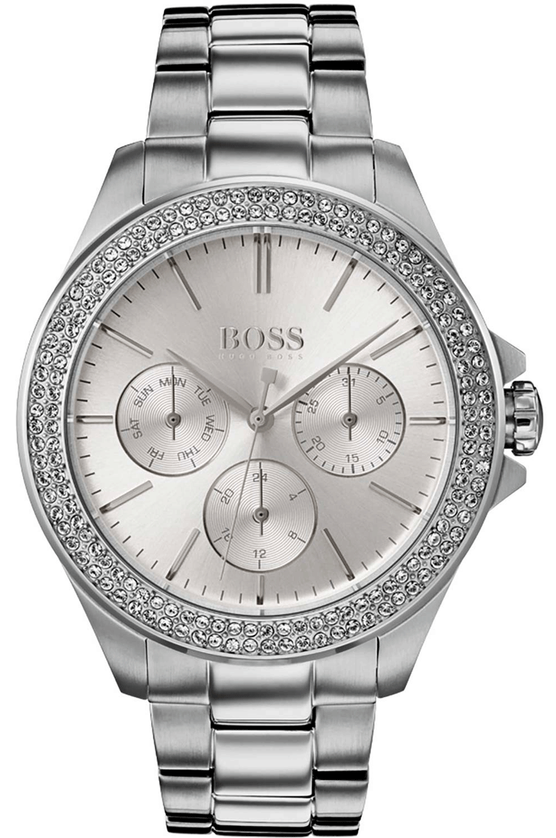  Shop Authentic Hugo Boss Premiere Silver Dial Silver Steel Strap Watch for Women - 1502442 - Luxxuri