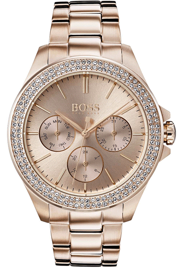  Shop Authentic Hugo Boss Premiere Rose Gold Dial with DIamonds Rose Gold Steel Strap Watch for Women - 1502443 - Luxxuri