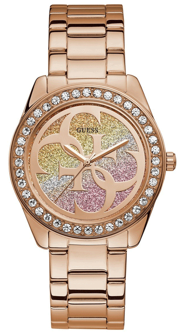  Shop Authentic Guess G Twist Diamonds Rose Gold Dial Rose Gold Steel Strap Watch For Women - W1201L3 - Luxxuri