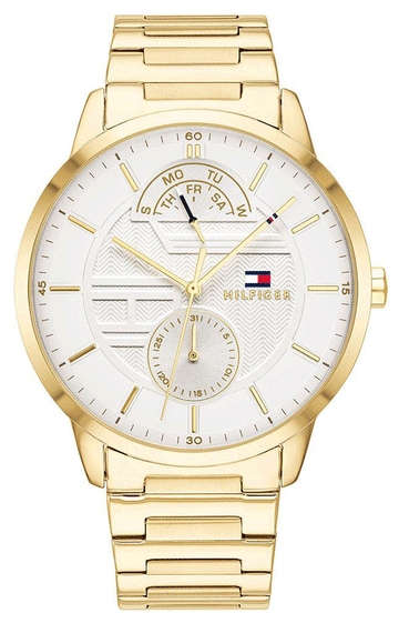  Shop Authentic Tommy Hilfiger Hunter White Dial Gold Steel Strap Watch for Men - 1791609 - Luxxuri