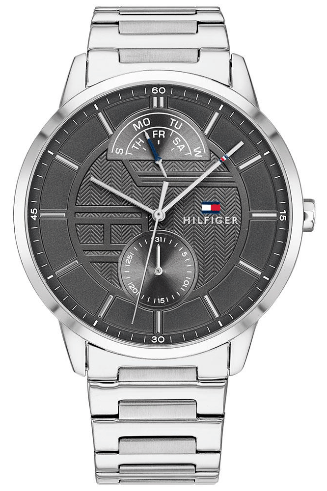  Shop Authentic Tommy Hilfiger Hunter Grey Dial Silver Steel Strap Watch for Men - 1791608 - Luxxuri