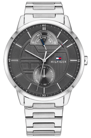  Shop Authentic Tommy Hilfiger Hunter Grey Dial Silver Steel Strap Watch for Men - 1791608 - Luxxuri