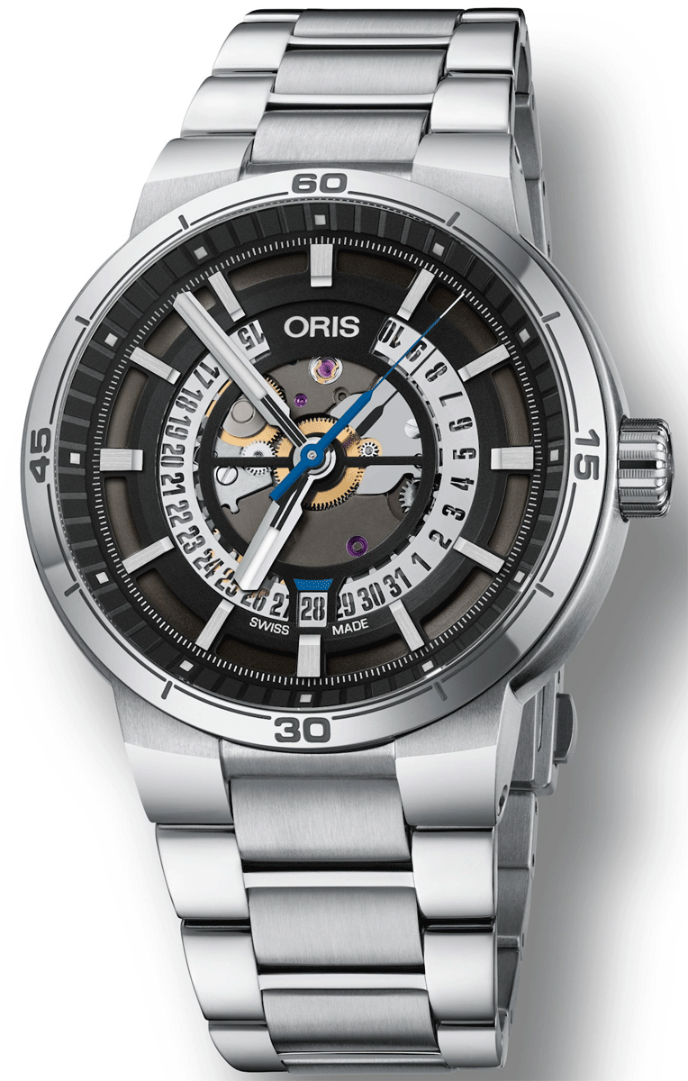  Shop Authentic Oris TT1 Engine Date Skeleton Black Dial Silver Steel Strap Watch for Men - 0173377524124-0782408 - Luxxuri