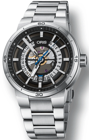  Shop Authentic Oris TT1 Engine Date Skeleton Black Dial Silver Steel Strap Watch for Men - 0173377524124-0782408 - Luxxuri