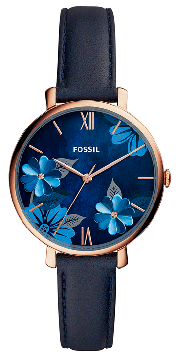  Shop Authentic Fossil Jacqueline Blue Dial Blue Leather Strap Watch for Women - ES4673 - Luxxuri