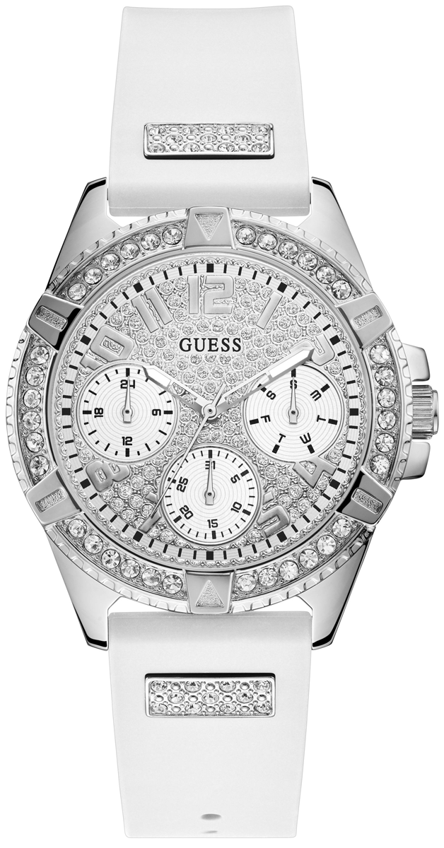  Shop Authentic Guess Frontier Diamonds Silver Dial White Rubber Strap Watch For Women - W1160L4 - Luxxuri