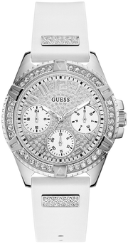  Shop Authentic Guess Frontier Diamonds Silver Dial White Rubber Strap Watch For Women - W1160L4 - Luxxuri
