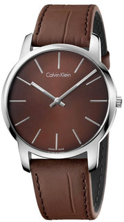  Shop Authentic Calvin Klein City Brown Dial Brown Leather Strap Watch for Men - K2G211GK - Luxxuri