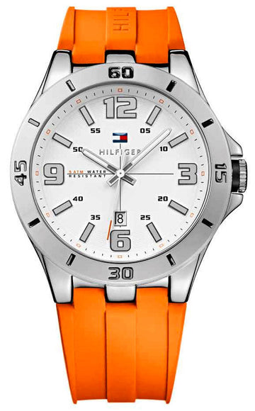  Shop Authentic Tommy Hilfiger Analog White Dial Orange Rubber Strap Watch for Men - 1791063 - Luxxuri