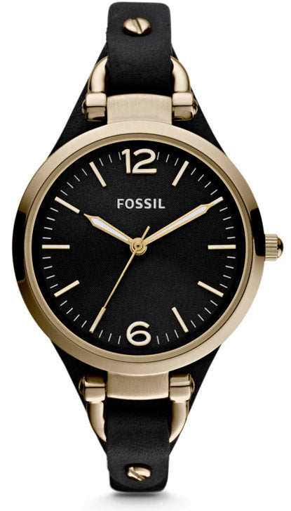  Shop Authentic Fossil Georgia Black Dial Black Leather Strap Watch for Women - ES3148 - Luxxuri