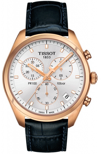  Shop Authentic Tissot T Classic PR 100 Chronograph Silver Dial Black Leather Strap Watch for Men - T101.417.36.031.00 - Luxxuri
