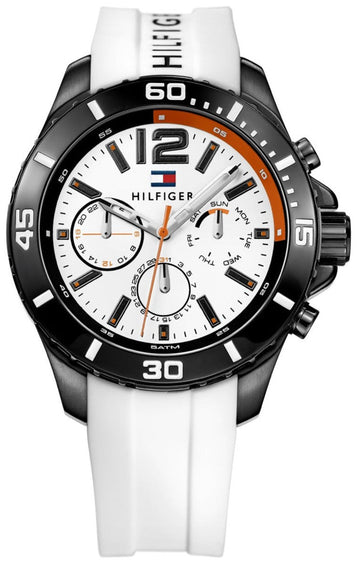  Shop Authentic Tommy Hilfiger Nolan Multi Function White Dial White Rubber Strap Watch for Men - 1791146 - Luxxuri