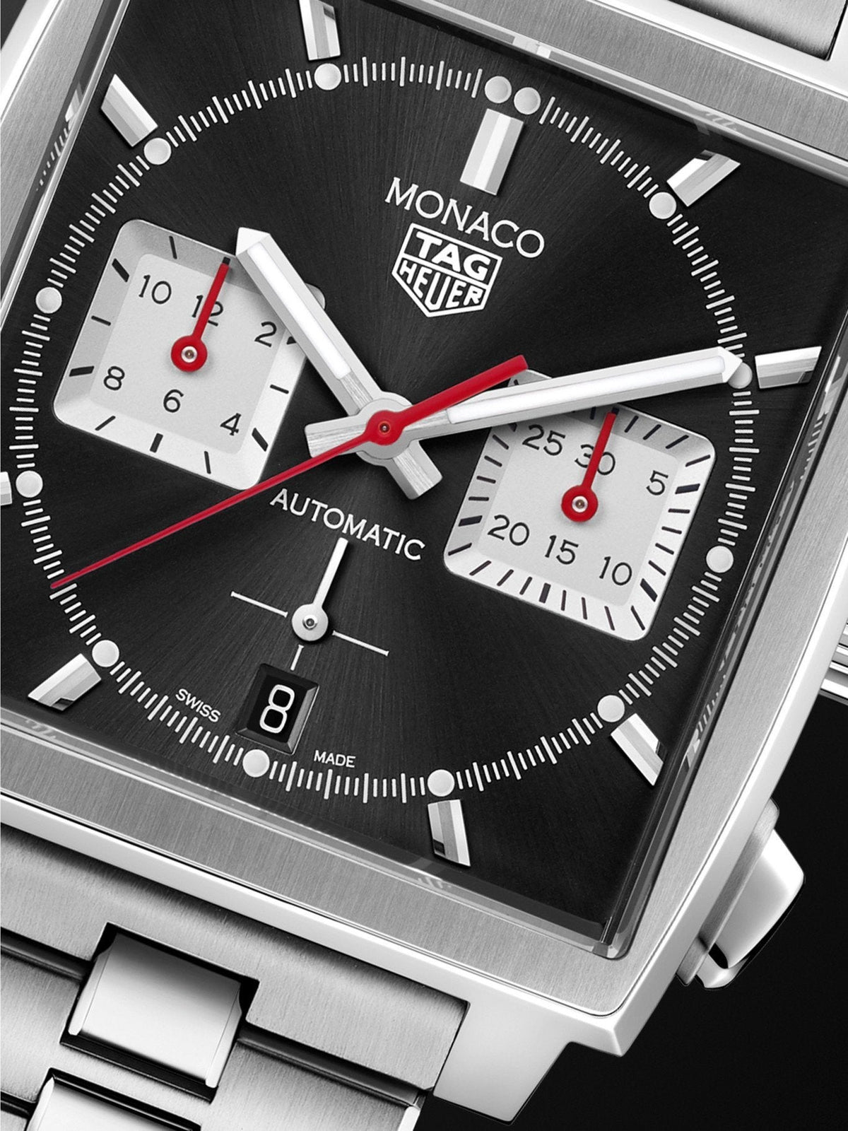  Shop Authentic Tag Heuer Monaco Automatic Chronograph Black Dial Silver Steel Strap Watch for Men - CBL2113.BA0644 - Luxxuri