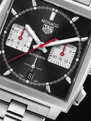  Shop Authentic Tag Heuer Monaco Automatic Chronograph Black Dial Silver Steel Strap Watch for Men - CBL2113.BA0644 - Luxxuri