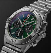  Shop Authentic Breitling Chronomat B01 42mm Green Dial Silver Steel Strap Watch for Men - AB01343A1L1A1 - Luxxuri