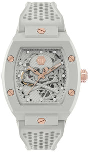 Philipp Plein The Skeleton White Dial White Silicone Strap Watch for Men - PWVBA0123