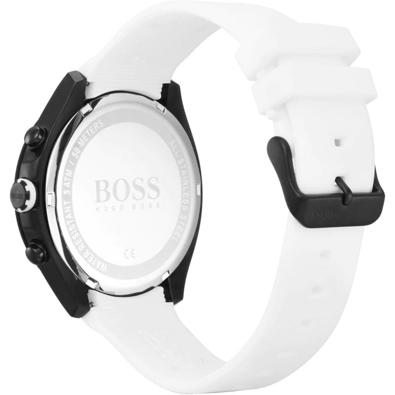  Shop Authentic Hugo Boss Velocity Black Dial White Rubber Strap Watch for Men - 1513718 - Luxxuri