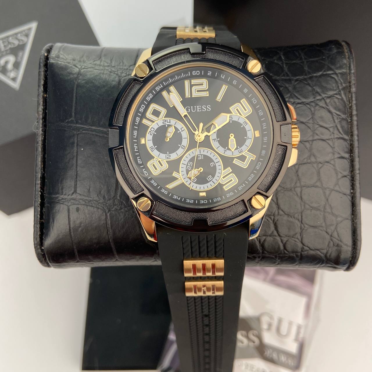  Shop Authentic Guess Delta Black Dial Black Rubber Strap Watch for Men - GW0051G2 - Luxxuri