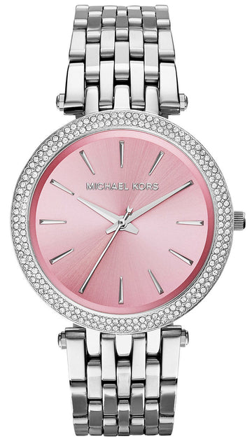  Shop Authentic Michael Kors Darci Crystal Pink Dial Silver Stainless Steel Strap Watch for Women - MK3352 - Luxxuri