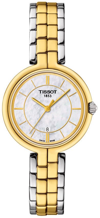  Shop Authentic Tissot Flamingo Mother of Pearl White Dial Two Tone Steel Strap Watch For Women - T094.210.22.111.01 - Luxxuri