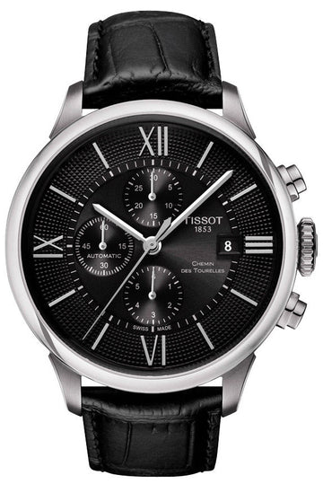  Shop Authentic Tissot T Classic Chemin Des Tourelles Chronograph Black Dial Black Leather Strap Watch For Men - T099.427.16.058.00 - Luxxuri