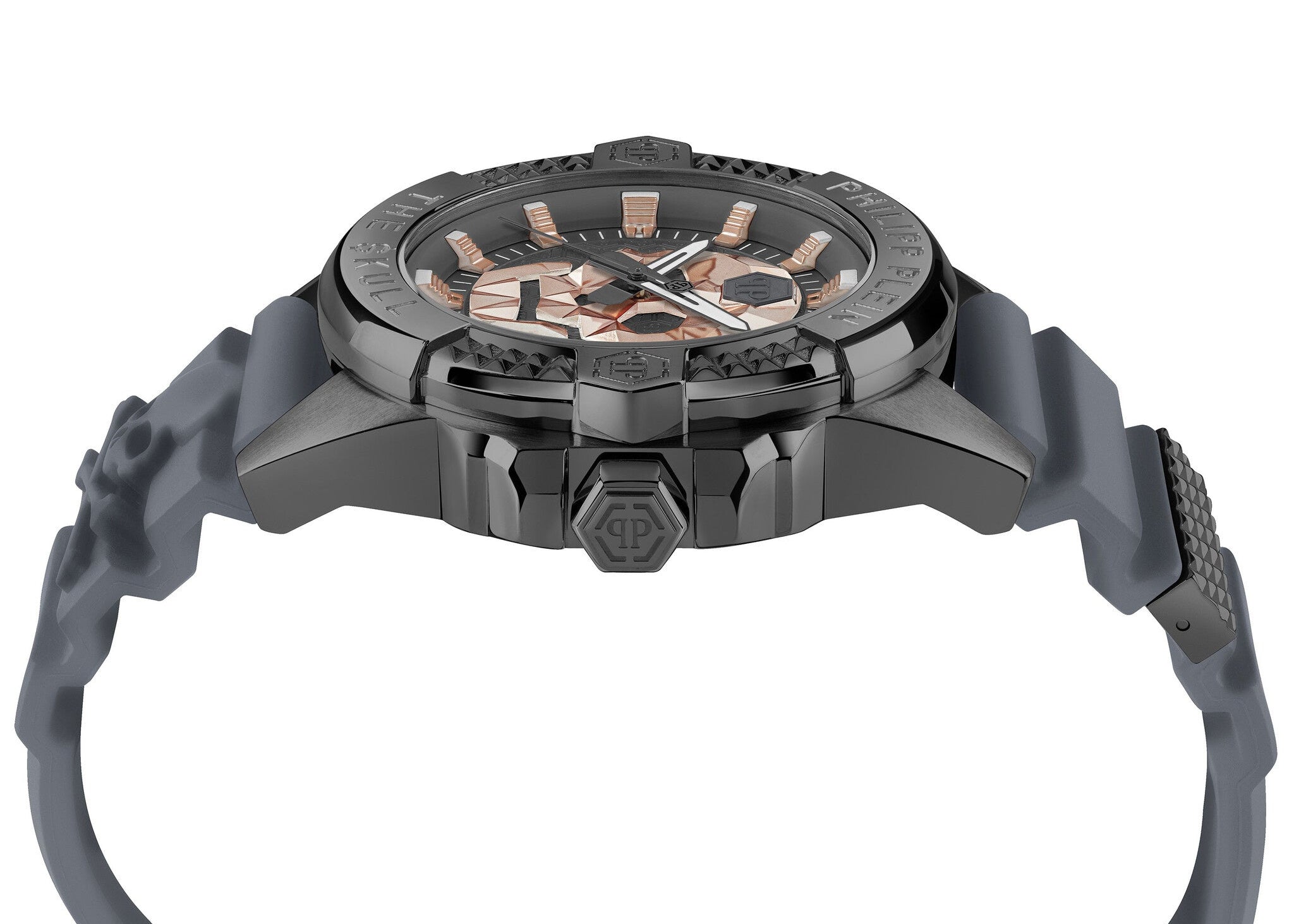 Philipp Plein The Skull Grey Dial Grey Stainless Steel Strap Watch For Men- PWAAA2324