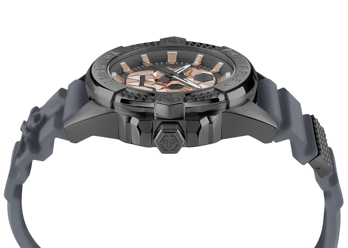 Philipp Plein The Skull Grey Dial Grey Stainless Steel Strap Watch For Men- PWAAA2324