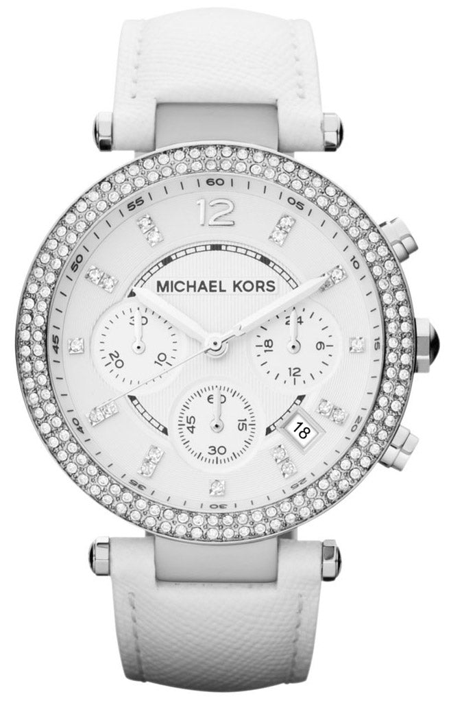  Shop Authentic Michael Kors Parker White Dial White Leather Strap Watch for Women - MK2277 - Luxxuri