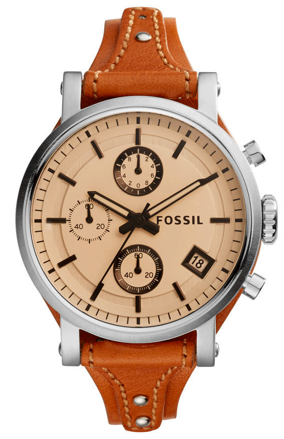  Shop Authentic Fossil Original Boyfriend Sport Chronograph Beige Dial Brown Leather Strap Watch for Women - ES4046 - Luxxuri