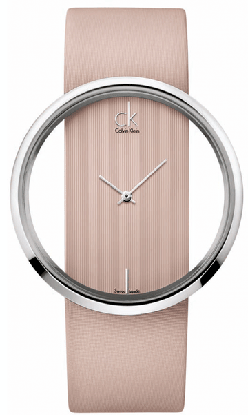  Shop Authentic Calvin Klein Glam Transparent Dial Beige Leather Strap Watch for Women - K9423162 - Luxxuri