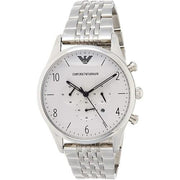  Shop Authentic Emporio Armani Classic Chronograph Silver Dial Silver Steel Strap Watch For Men - AR1879 - Luxxuri