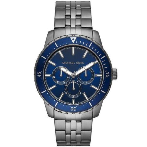  Shop Authentic Michael Kors Chronograph Cunningham Multifunction Blue Dial Grey Steel Strap Watch For Men - MK7155 - Luxxuri