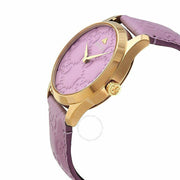  Shop Authentic Gucci G Timeless Quartz Lilac Dial Lilac Leather Strap Watch For Women - YA1264098 - Luxxuri