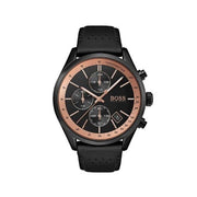  Shop Authentic Hugo Boss Grand Prix Chronograph Black Dial Black Leather Strap Watch for Men - 1513550 - Luxxuri