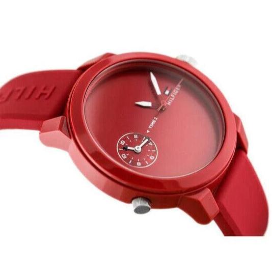  Shop Authentic Tommy Hilfiger Denim Quartz Red Dial Red Rubber Strap Watch for Men - 1791323 - Luxxuri