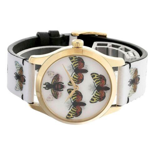  Shop Authentic Gucci G Timeless Quartz White Dial White Leather Strap Watch For Women - YA1264109 - Luxxuri