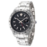  Shop Authentic Versace Hellenyium GMT Black Dial Silver Steel Strap Watch for Men - V11020015 - Luxxuri