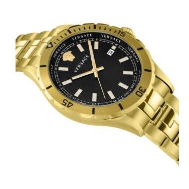  Shop Authentic Versace Hellenyium Quartz Black Dial Gold Steel Strap Watch For Men - VE3A00820 - Luxxuri