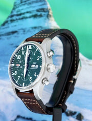  Shop Authentic IWC Pilot's Watch Chronograph Edition Racing Green 43mm Green Dial Brown Leather Strap Watch for Men - IW377726 - Luxxuri